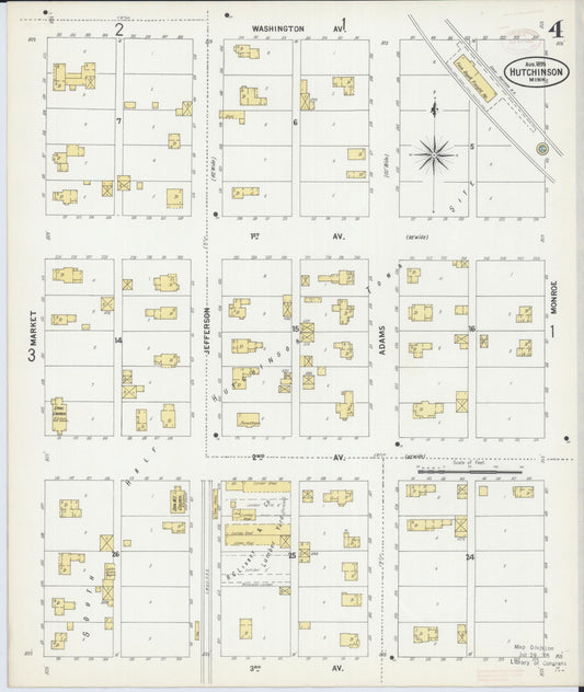 Sanborn Fire Insurance Map from Hutchinson, Mcleod County, Minnesota (1899), Sheet #0004 - Historic Sanborn Fire Insurance Map Print, vintage old map wall art, antique decor, genealogy gift, Minnesota Minnesota map