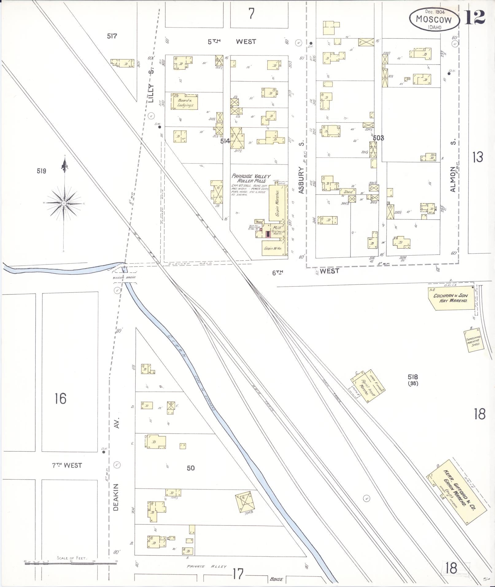 Sanborn Fire Insurance Map from Moscow, Latah County, Idaho (1904), Sheet #0012 - Complete Map Set gallery image, historic Sanborn map, vintage wall art, Idaho Idaho