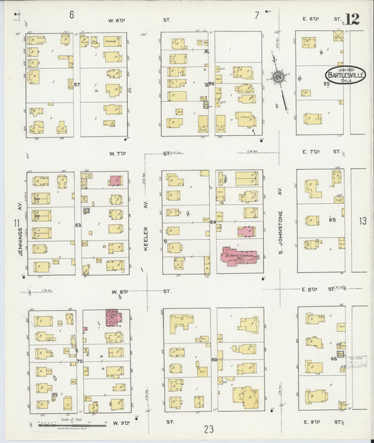 Sanborn Fire Insurance Map from Bartlesville, Washington County, Oklahoma (1920), Sheet #0012 - Historic Sanborn Fire Insurance Map Print, vintage old map wall art, antique decor, genealogy gift, Oklahoma Oklahoma map