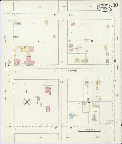 Sanborn Fire Insurance Map from Provo, Utah County, Utah (1890), Sheet #0010 - Complete Map Set gallery image, historic Sanborn map, vintage wall art, Provo Utah