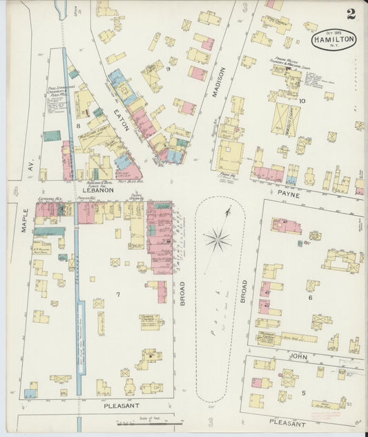 Sanborn Fire Insurance Map from Hamilton, Madison County, New York (1893), Sheet #0002 - Historic Sanborn Fire Insurance Map Print, vintage old map wall art, antique decor, genealogy gift, New York New York map