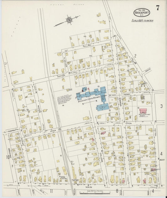 Sanborn Fire Insurance Map from Brockport, Monroe County, New York (1914), Sheet #0007 - Historic Sanborn Fire Insurance Map Print, vintage old map wall art, antique decor, genealogy gift, New York New York map