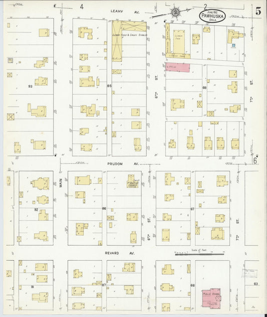 Sanborn Fire Insurance Map from Pawhuska, Osage County, Oklahoma (1912), Sheet #0005 - Historic Sanborn Fire Insurance Map Print, vintage old map wall art, antique decor, genealogy gift, Oklahoma Oklahoma map