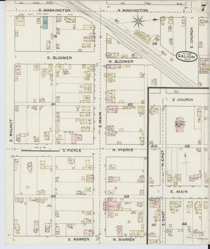 Sanborn Fire Insurance Map from Galion, Crawford County, Ohio (1887), Sheet #0007 - Historic Sanborn Fire Insurance Map Print, vintage old map wall art, antique decor, genealogy gift, Ohio Ohio map