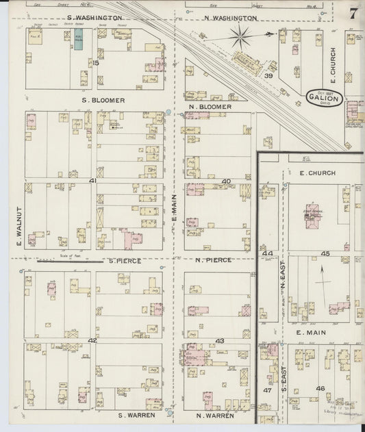 Sanborn Fire Insurance Map from Galion, Crawford County, Ohio (1887), Sheet #0007 - Historic Sanborn Fire Insurance Map Print, vintage old map wall art, antique decor, genealogy gift, Ohio Ohio map
