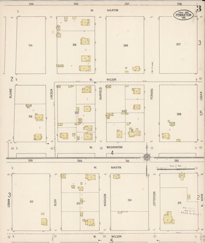 Sanborn Fire Insurance Map from Pendleton, Umatilla County, Oregon (1910), Sheet #0003 - Complete Map Set gallery image, historic Sanborn map, vintage wall art, Oregon Oregon
