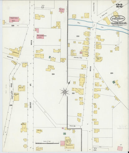 Sanborn Fire Insurance Map from Stroudsburg, Monroe County, Pennsylvania (1905), Sheet #0022 - Historic Sanborn Fire Insurance Map Print, vintage old map wall art, antique decor, genealogy gift, Pennsylvania Pennsylvania map