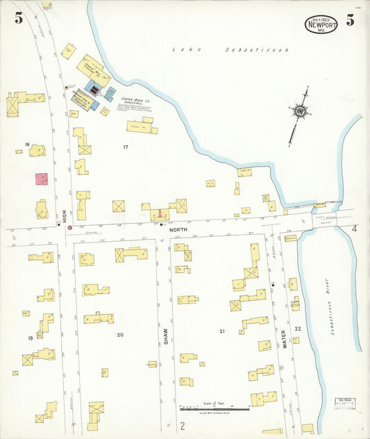 Sanborn Fire Insurance Map from Newport, Penobscot County, Maine (1923), Sheet #0005 - Historic Sanborn Fire Insurance Map Print, vintage old map wall art, antique decor, genealogy gift, Maine Maine map