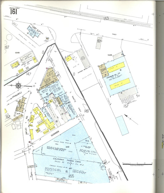 Sanborn Fire Insurance Map from Honolulu, Oahu County, Hawaii (1955), Sheet #0161 - Historic Sanborn Fire Insurance Map Print, vintage old map wall art