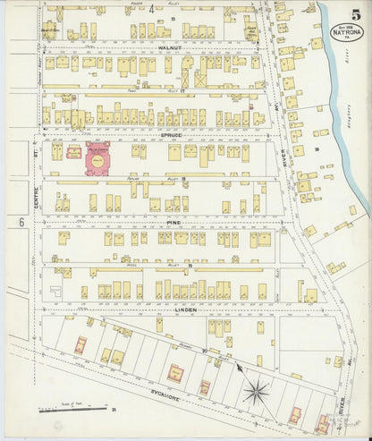 Sanborn Fire Insurance Map from Natrona, Allegheny County, Pennsylvania (1906), Sheet #0005 - Historic Sanborn Fire Insurance Map Print, vintage old map wall art, antique decor, genealogy gift, Pennsylvania Pennsylvania map