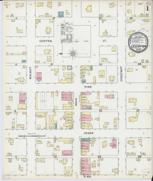Sanborn Fire Insurance Map from Lexington, McLean County, Illinois (1892), Sheet #0001 - Historic Sanborn Fire Insurance Map Print, vintage old map wall art, antique decor, genealogy gift, Illinois Illinois map
