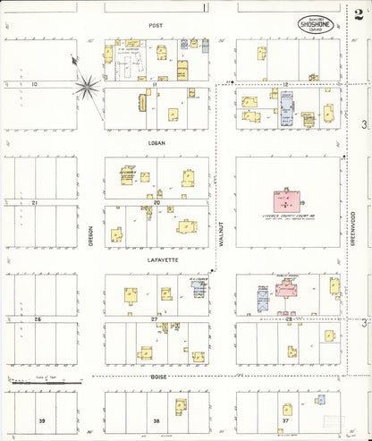 Sanborn Fire Insurance Map from Shoshone, Lincoln County, Idaho (1907), Sheet #0002 - Complete Map Set gallery image, historic Sanborn map, vintage wall art, Idaho Idaho
