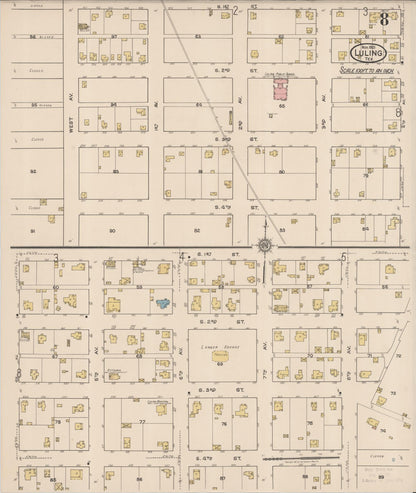 Sanborn Fire Insurance Map from Luling, Caldwell County, Texas (1921), Sheet #0008 - Historic Sanborn Fire Insurance Map Print, vintage old map wall art, antique decor, genealogy gift, Texas Texas map
