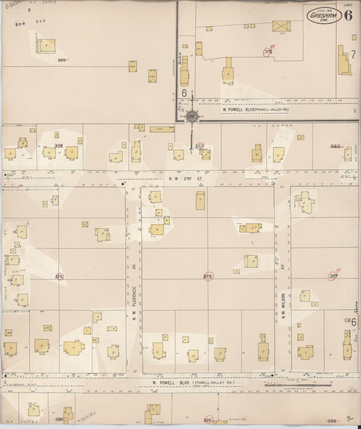 Sanborn Fire Insurance Map from Gresham, Multnomah County, Oregon (1941), Sheet #0006 - Historic Sanborn Fire Insurance Map Print, vintage old map wall art, antique decor, genealogy gift, Oregon Oregon map