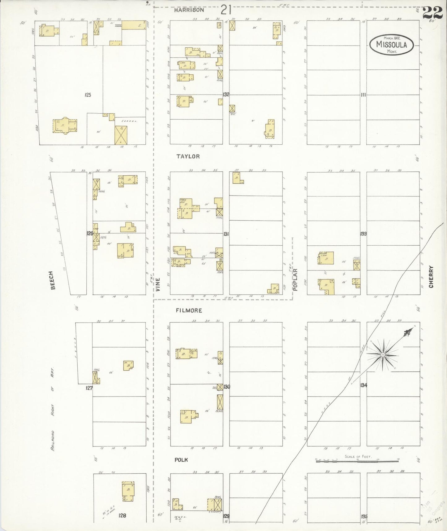 Sanborn Fire Insurance Map from Missoula, Missoula County, Montana (1902), Sheet #0022 - Complete Map Set gallery image, historic Sanborn map, vintage wall art, Montana Montana