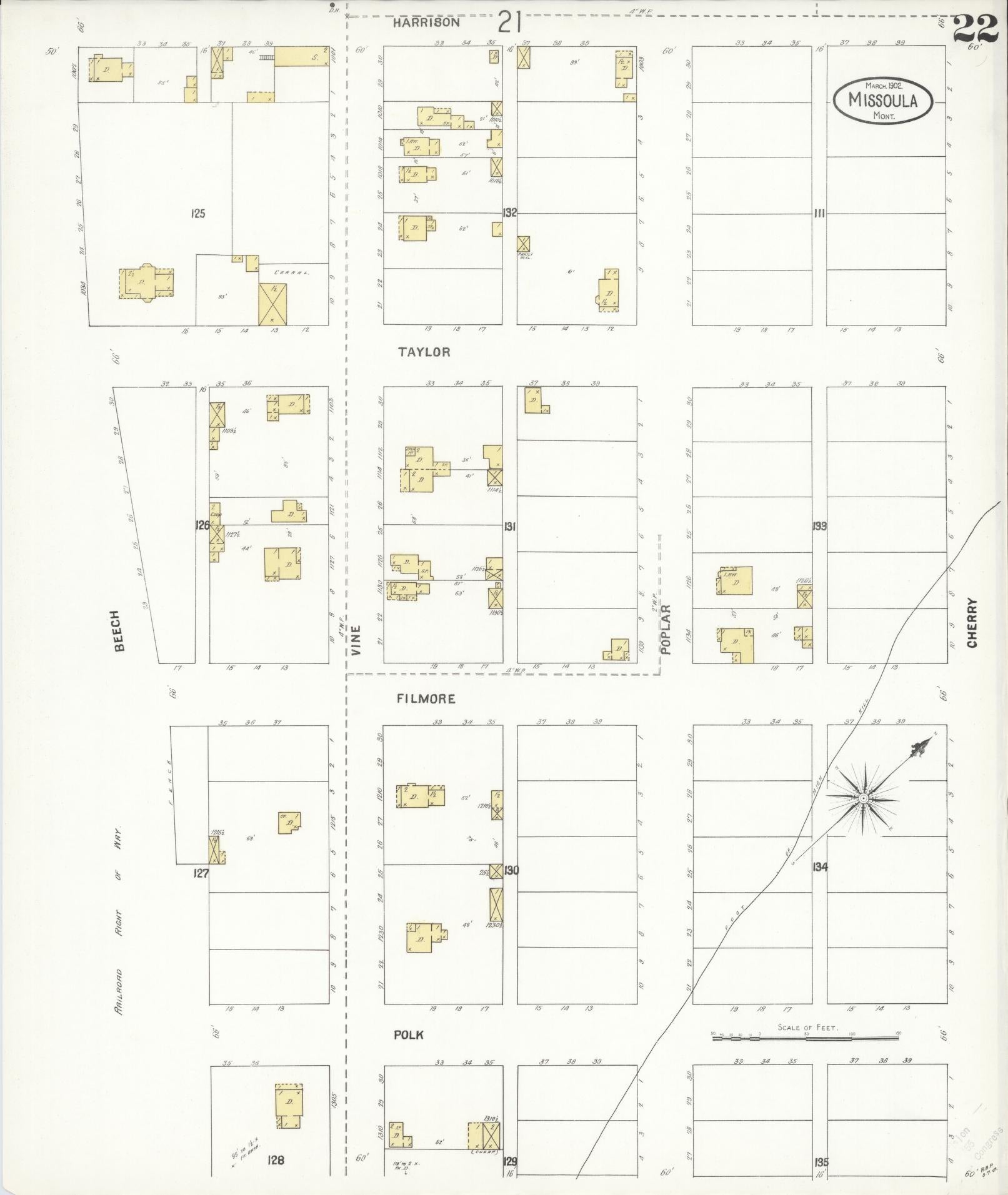Sanborn Fire Insurance Map from Missoula, Missoula County, Montana (1902), Sheet #0022 - Complete Map Set gallery image, historic Sanborn map, vintage wall art, Montana Montana