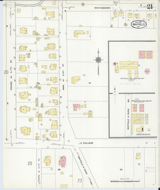 Sanborn Fire Insurance Map from Mayfield, Graves County, Kentucky (1910), Sheet #0021 - Historic Sanborn Fire Insurance Map Print, vintage old map wall art, antique decor, genealogy gift, Kentucky Kentucky map