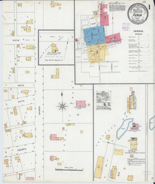 Sanborn Fire Insurance Map from Xenia, Clay County, Illinois (1906), Sheet #0001 - Historic Sanborn Fire Insurance Map Print, vintage old map wall art, antique decor, genealogy gift, Illinois Illinois map