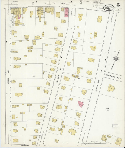 Sanborn Fire Insurance Map from Islip, Suffolk County, New York (1916), Sheet #0005 - Historic Sanborn Fire Insurance Map Print, vintage old map wall art, antique decor, genealogy gift, New York New York map