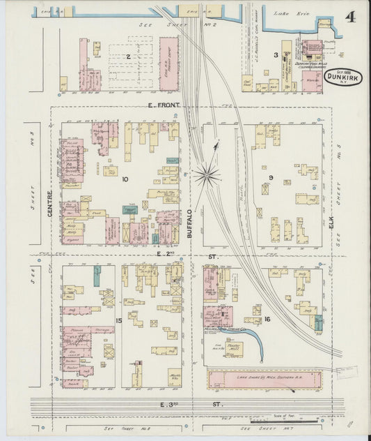 Sanborn Fire Insurance Map from Dunkirk, Chautauqua County, New York (1888), Sheet #0004 - Historic Sanborn Fire Insurance Map Print, vintage old map wall art, antique decor, genealogy gift, New York New York map