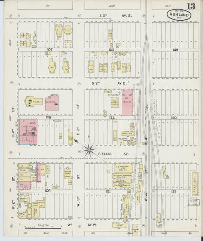 Sanborn Fire Insurance Map from Ashland, Ashland County, Wisconsin (1890), Sheet #0013 - Complete Map Set gallery image, historic Sanborn map, vintage wall art, Wisconsin Wisconsin