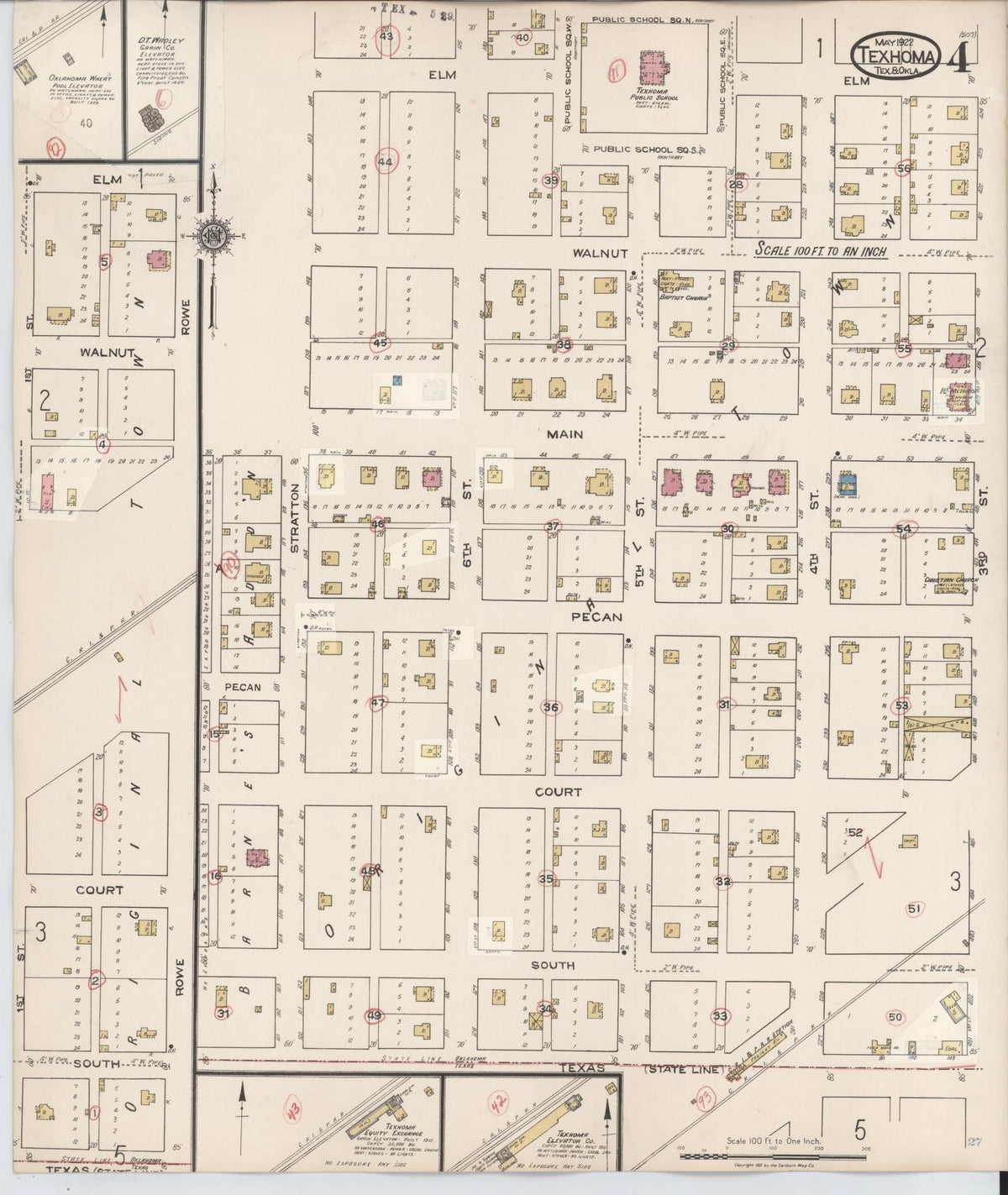 Sanborn Fire Insurance Map from Texhoma, Texas County, Oklahoma and Sherman County, Texas, Texas (1930), Sheet #0004 - Complete Map Set gallery image, historic Sanborn map, vintage wall art, Texhoma Texas
