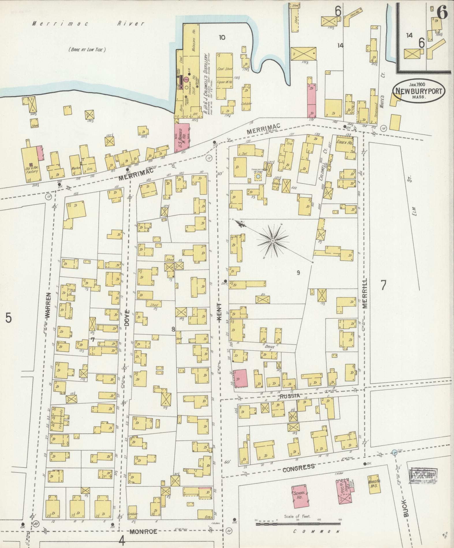 Sanborn Fire Insurance Map from Newburyport, Essex County, Massachusetts (1900), Sheet #0006 - Complete Map Set gallery image, historic Sanborn map, vintage wall art, Massachusetts Massachusetts