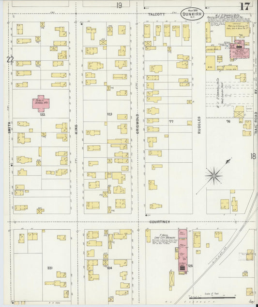 Sanborn Fire Insurance Map from Dunkirk, Chautauqua County, New York (1898), Sheet #0017 - Historic Sanborn Fire Insurance Map Print, vintage old map wall art, antique decor, genealogy gift, New York New York map