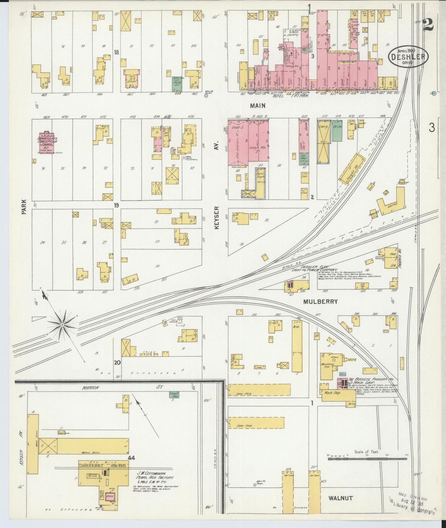 Sanborn Fire Insurance Map from Deshler, Henry County, Ohio (1900), Sheet #0002 - Historic Sanborn Fire Insurance Map Print, vintage old map wall art, antique decor, genealogy gift, Ohio Ohio map