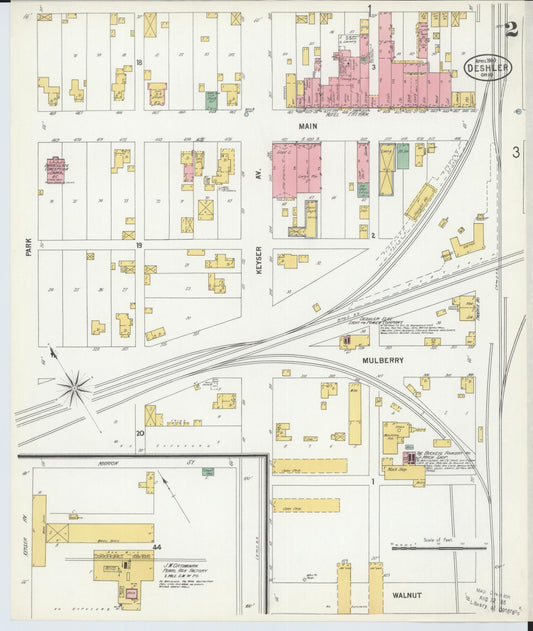 Sanborn Fire Insurance Map from Deshler, Henry County, Ohio (1900), Sheet #0002 - Historic Sanborn Fire Insurance Map Print, vintage old map wall art, antique decor, genealogy gift, Ohio Ohio map