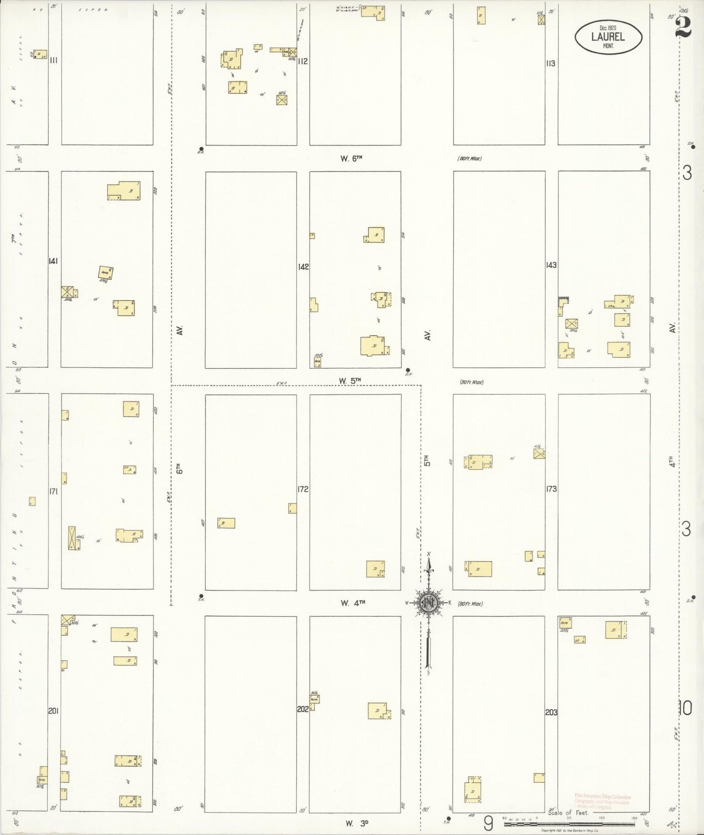 Sanborn Fire Insurance Map from Laurel, Yellowstone County, Montana (1920), Sheet #0002 - Historic Sanborn Fire Insurance Map Print, vintage old map wall art, antique decor, genealogy gift, Montana Montana map
