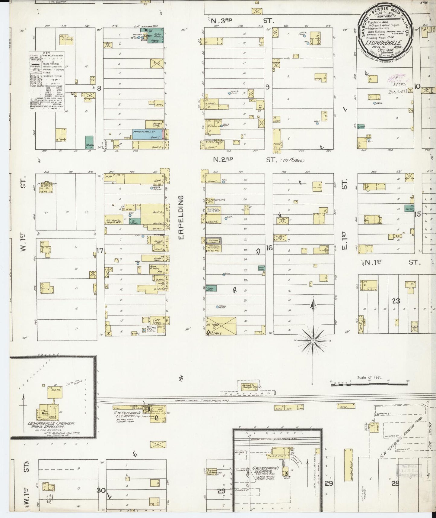 Sanborn Fire Insurance Map from Leonardville, Riley County, Kansas (1893), Sheet #0001 - Historic Sanborn Fire Insurance Map Print, vintage old map wall art, antique decor, genealogy gift, Kansas Kansas map
