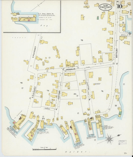 Sanborn Fire Insurance Map from Eastport, Washington County, Maine (1898), Sheet #0010 - Historic Sanborn Fire Insurance Map Print, vintage old map wall art, antique decor, genealogy gift, Maine Maine map