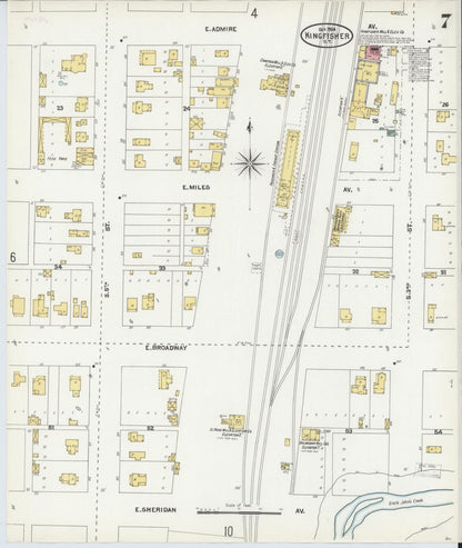 Sanborn Fire Insurance Map from Kingfisher, Kingfisher County, Oklahoma (1904), Sheet #0007 - Complete Map Set gallery image, historic Sanborn map, vintage wall art, Oklahoma Oklahoma