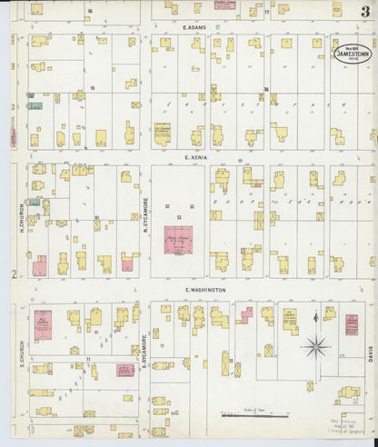 Sanborn Fire Insurance Map from Jamestown, Greene County, Ohio (1899), Sheet #0003 - Historic Sanborn Fire Insurance Map Print, vintage old map wall art, antique decor, genealogy gift, Ohio Ohio map