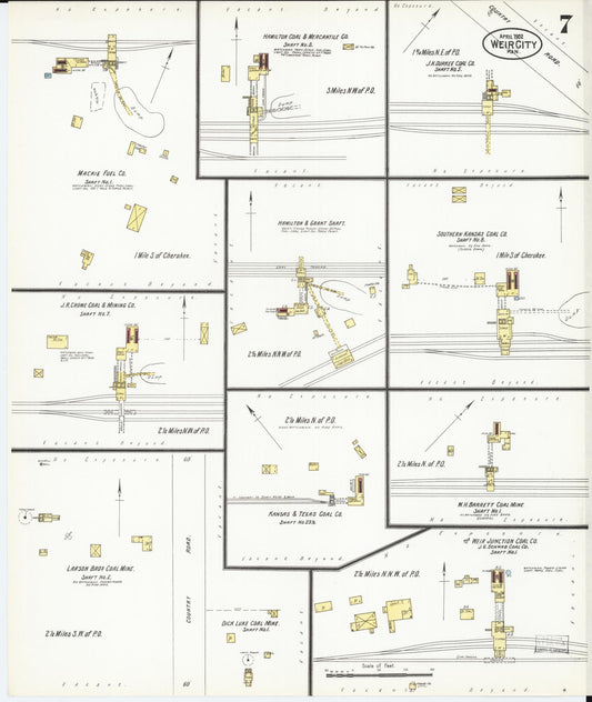Sanborn Fire Insurance Map from Weir, Cherokee County, Kansas (1902), Sheet #0007 - Historic Sanborn Fire Insurance Map Print, vintage old map wall art, antique decor, genealogy gift, Kansas Kansas map