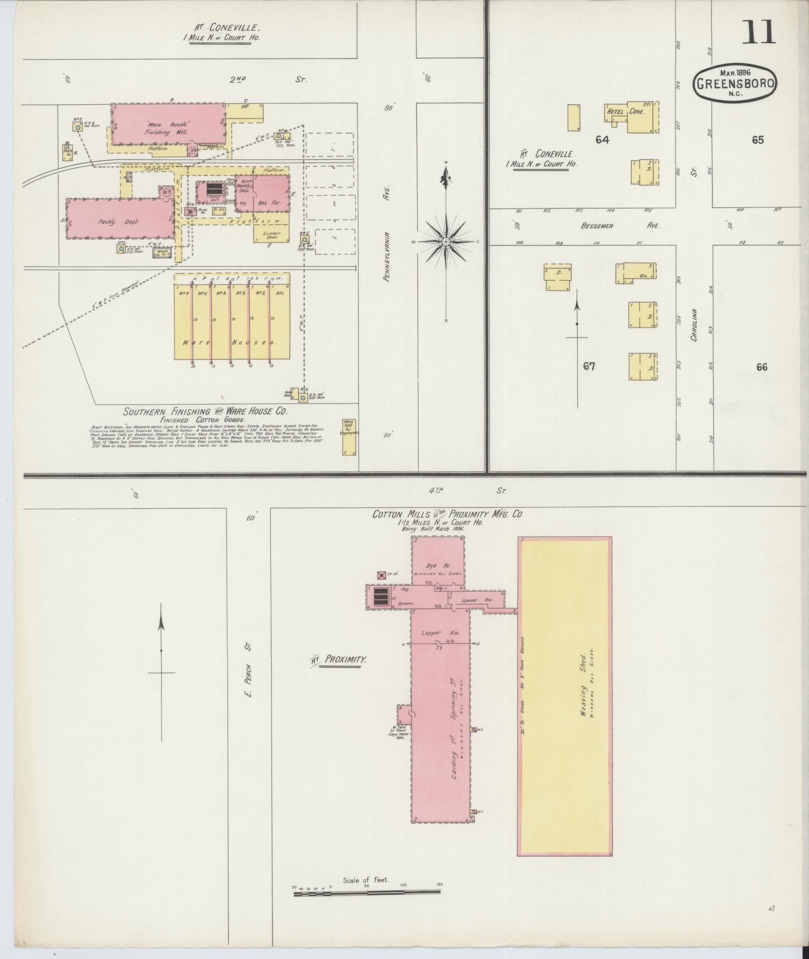 Sanborn Fire Insurance Map from Greensboro, Guilford County, North Carolina (1896), Sheet #0011 - Historic Sanborn Fire Insurance Map Print, vintage old map wall art, antique decor, genealogy gift, North Carolina North Carolina map