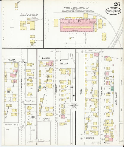 Sanborn Fire Insurance Map from Burlington, Des Moines County, Iowa (1892), Sheet #0026 - Historic Sanborn Fire Insurance Map Print