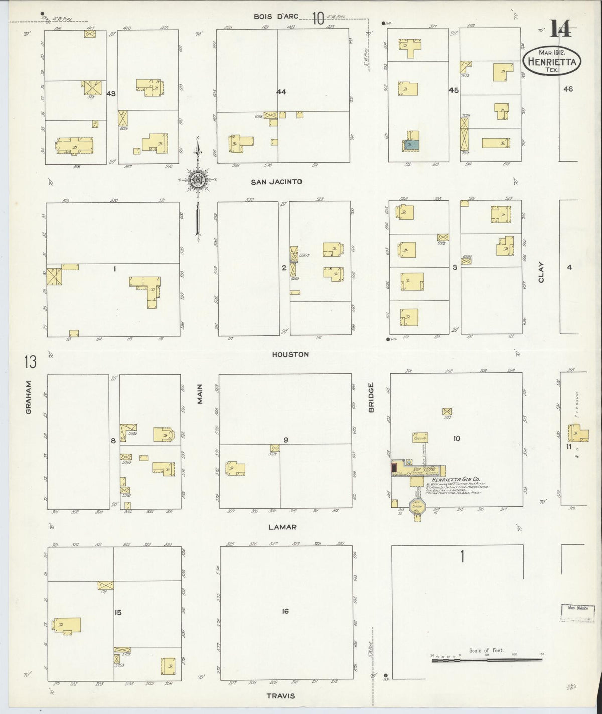 Sanborn Fire Insurance Map from Henrietta, Clay County, Texas (1912), Sheet #0014 - Complete Map Set gallery image, historic Sanborn map, vintage wall art, Texas Texas