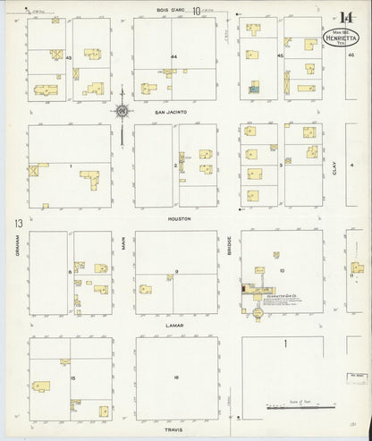 Sanborn Fire Insurance Map from Henrietta, Clay County, Texas (1912), Sheet #0014 - Complete Map Set gallery image, historic Sanborn map, vintage wall art, Texas Texas