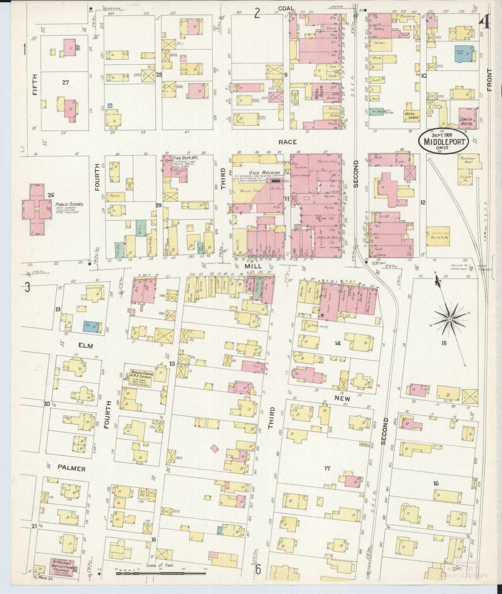 Sanborn Fire Insurance Map from Middleport, Meigs County, Ohio (1908), Sheet #0004 - Complete Map Set gallery image, historic Sanborn map, vintage wall art, Ohio Ohio