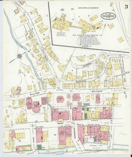 Sanborn Fire Insurance Map from Deadwood, Lawrence County, South Dakota (1909), Sheet #0003 - Historic Sanborn Fire Insurance Map Print, vintage old map wall art, antique decor, genealogy gift, South Dakota South Dakota map