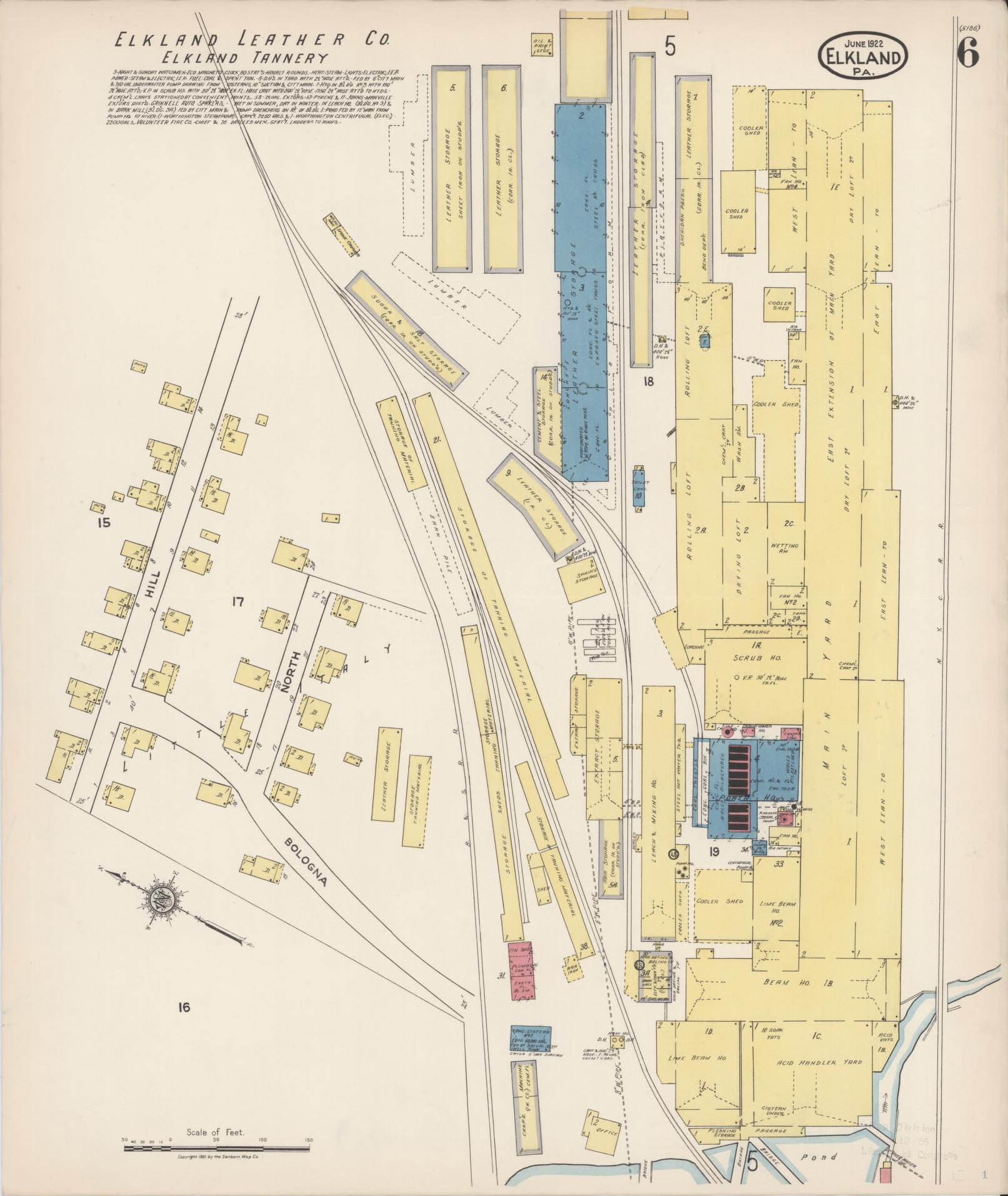 Sanborn Fire Insurance Map from Elkland, Tioga County, Pennsylvania (1922), Sheet #0006 - Historic Sanborn Fire Insurance Map Print, vintage old map wall art, antique decor, genealogy gift, Pennsylvania Pennsylvania map