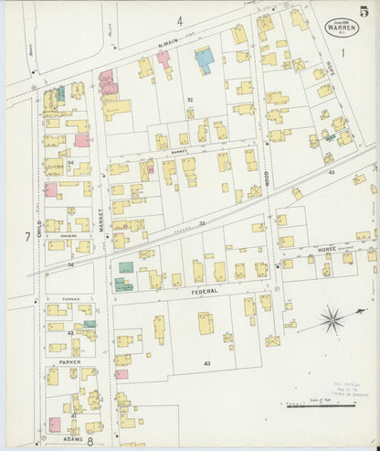 Sanborn Fire Insurance Map from Warren, Bristol County, Rhode Island (1898), Sheet #0005 - Complete Map Set gallery image, historic Sanborn map, vintage wall art, Rhode Island Rhode Island