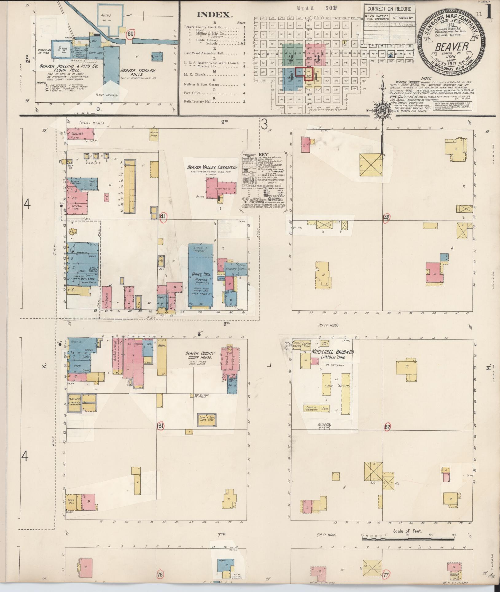 Sanborn Fire Insurance Map from Beaver, Beaver County, Utah (1931), Sheet #0001 - Complete Map Set gallery image, historic Sanborn map, vintage wall art, Utah Utah