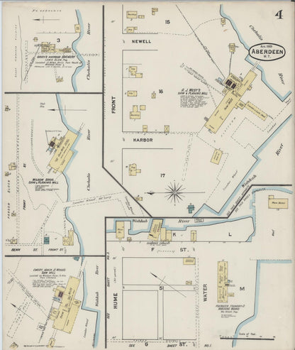 Sanborn Fire Insurance Map from Aberdeen, Grays Harbor County, Washington (1889), Sheet #0004 - Complete Map Set gallery image, historic Sanborn map, vintage wall art, Washington Washington