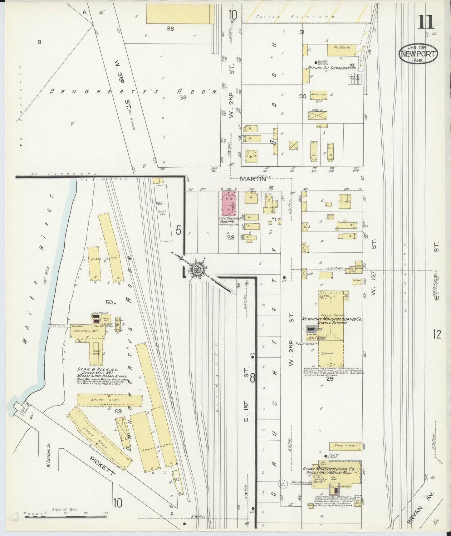 Sanborn Fire Insurance Map from Newport, Jackson County, Arkansas (1914), Sheet #0011 - Historic Sanborn Fire Insurance Map Print, vintage old map wall art, antique decor, genealogy gift, Arkansas Arkansas map