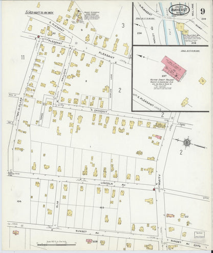 Sanborn Fire Insurance Map from Amherst, Hampshire County, Massachusetts (1916), Sheet #0009 - Complete Map Set gallery image, historic Sanborn map, vintage wall art, Massachusetts Massachusetts