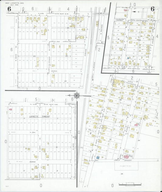 Sanborn Fire Insurance Map from West Lafayette, Coshocton County, Ohio (1946), Sheet #0006 - Historic Sanborn Fire Insurance Map Print, vintage old map wall art, antique decor, genealogy gift, Ohio Ohio map