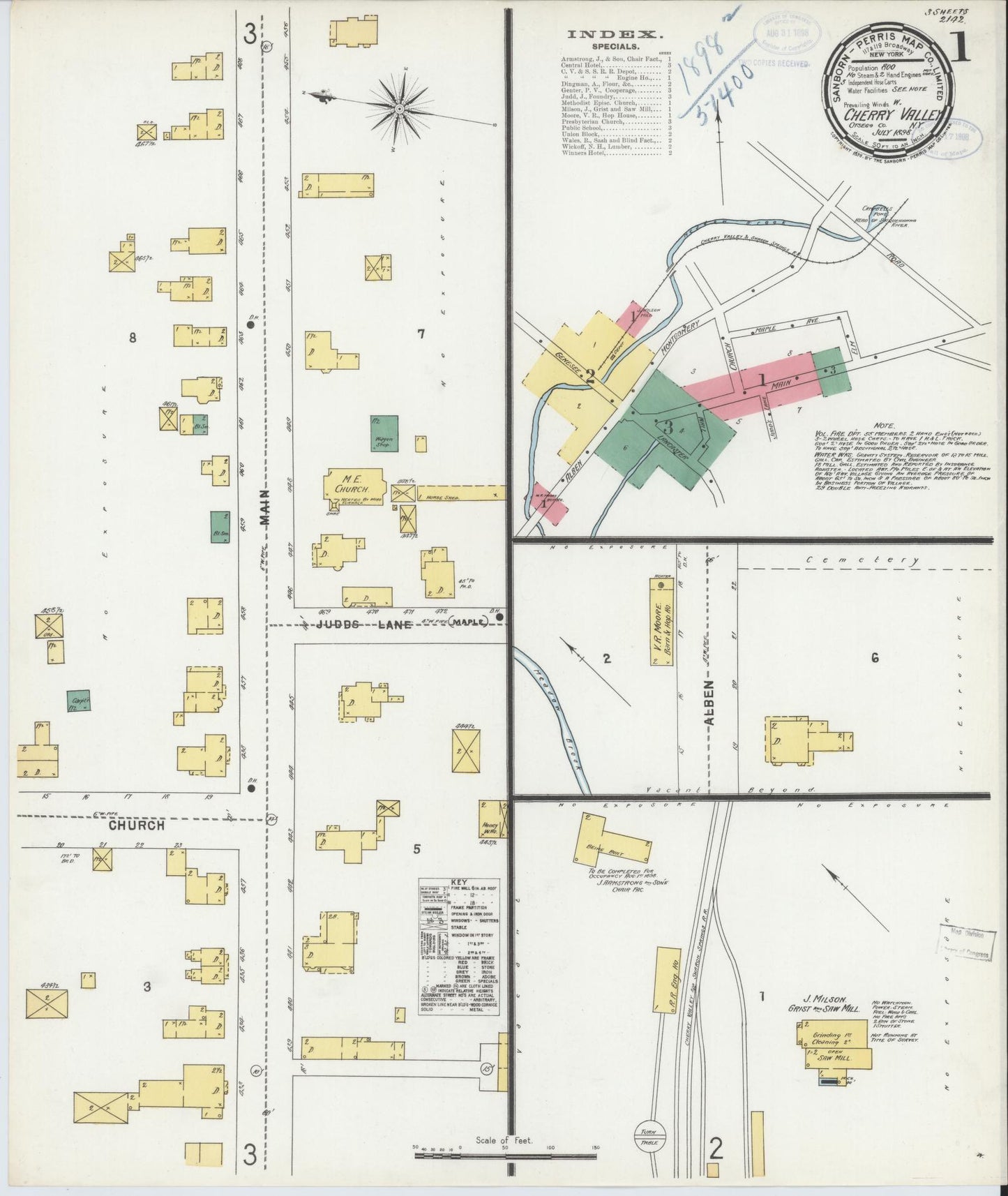Sanborn Fire Insurance Map from Cherry Valley, Otsego County, New York. (1898) – Historic Sanborn Fire Insurance Map Print